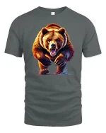 Fierce Grizzly Bear Tee - gray t-shirt on white background