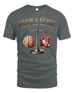Brain and Heart Balance T-Shirt - gray t-shirt on white background
