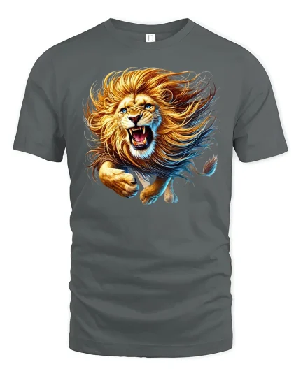 Roaring Lion Wild Power T-Shirt - gray t-shirt on white background
