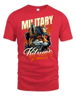 Military Kitsune Warrior Fox T-Shirt - red t-shirt on white background