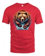 Wild Grizzly Bear Power T-Shirt - red t-shirt on white background