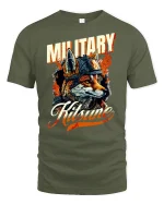 Military Kitsune Warrior Fox T-Shirt - military green t-shirt on white background