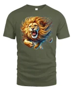 Roaring Lion Wild Power T-Shirt - military green t-shirt on white background