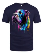 Rainbow Drip Dog Art Tee - navy t-shirt on white background
