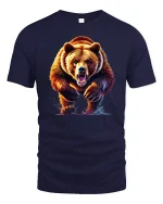 Fierce Grizzly Bear Tee - navy t-shirt on white background