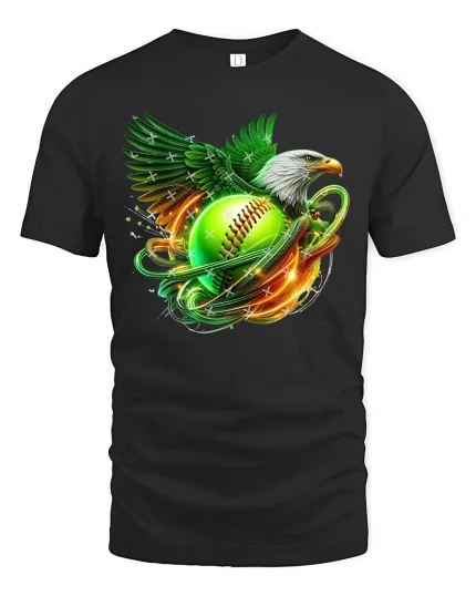 American Eagle Softball Fire Tee - black t-shirt on white background