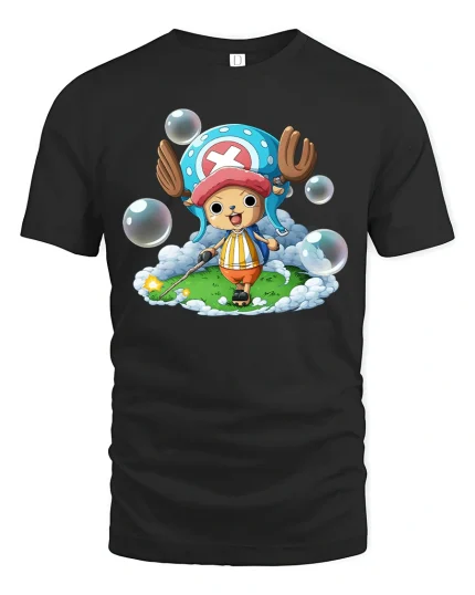 Cute Anime Reindeer Tee - black t-shirt on white background