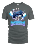 Gamer Skeleton Controller Tee - gray t-shirt on white background