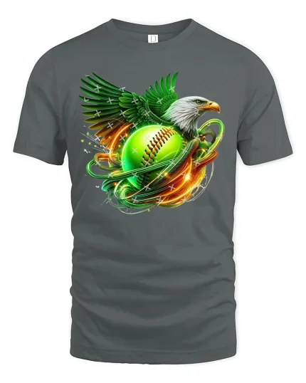 American Eagle Softball Fire Tee - gray t-shirt on white background