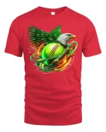 American Eagle Softball Fire Tee - red t-shirt on white background
