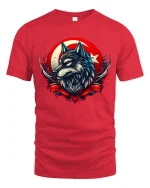 Fierce Wolf Red Moon Tee - red t-shirt on white background