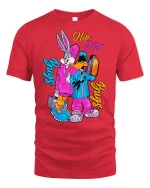 Retro Hip Hop Cartoon Tee - red t-shirt on white background