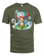 Cute Anime Reindeer Tee - military green t-shirt on white background
