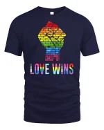 Love Wins Rainbow T-Shirt - navy t-shirt on white background