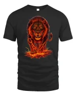 Fierce Lava Lion Graphic T-Shirt - black t-shirt on white background