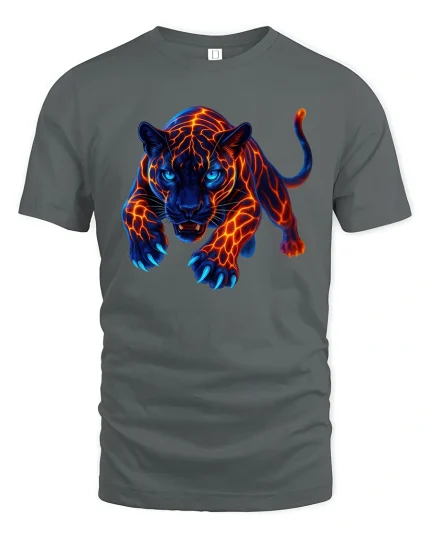 Fierce Panther Lava Glow Tee - gray t-shirt on white background