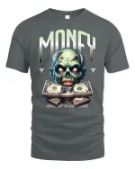 Zombie Money Graphic Tee - gray t-shirt on white background