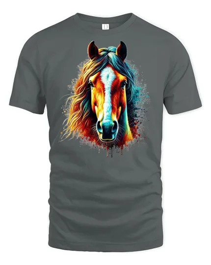 Wild Spirit Horse Graphic Tee - gray t-shirt on white background