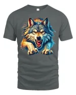 Fierce Wolf Attack T-Shirt - gray t-shirt on white background
