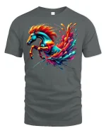 Rainbow Horse Power Splash T-Shirt - gray t-shirt on white background