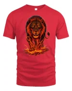 Fierce Lava Lion Graphic T-Shirt - red t-shirt on white background