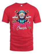 Paper Chaser Bear Hip Hop Tee - red t-shirt on white background
