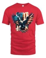 Patriotic Bald Eagle American Flag Tee - red t-shirt on white background