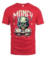 Zombie Money Graphic Tee - red t-shirt on white background