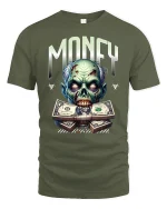 Zombie Money Graphic Tee - military green t-shirt on white background