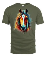 Wild Spirit Horse Graphic Tee - military green t-shirt on white background