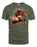Wild Mustang Spirit Horse T-Shirt - military green t-shirt on white background