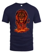 Fierce Lava Lion Graphic T-Shirt - navy t-shirt on white background