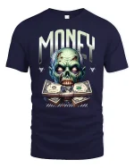 Zombie Money Graphic Tee - navy t-shirt on white background