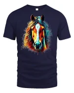 Wild Spirit Horse Graphic Tee - navy t-shirt on white background