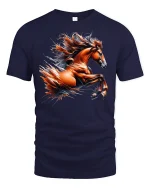 Wild Mustang Spirit Horse T-Shirt - navy t-shirt on white background