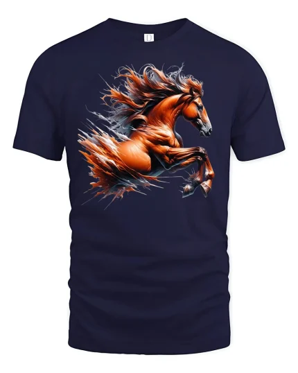 Wild Mustang Spirit Horse T-Shirt - navy t-shirt on white background
