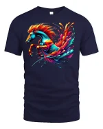 Rainbow Horse Power Splash T-Shirt - navy t-shirt on white background