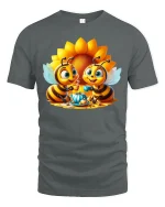 Bee Tea Party Tee - Cute Honey Bee Lovers T-Shirt - gray t-shirt on white background