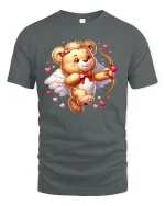 Cupid Teddy Bear Tee - Cute Valentine Love Arrow T-Shirt - gray t-shirt on white background
