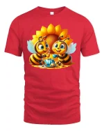 Bee Tea Party Tee - Cute Honey Bee Lovers T-Shirt - red t-shirt on white background
