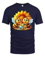 Bee Tea Party Tee - Cute Honey Bee Lovers T-Shirt - navy t-shirt on white background