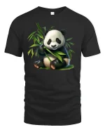 Cute Bamboo Panda T-Shirt for Animal Lovers Gift - black t-shirt on white background