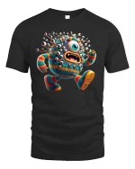 Funny Furry Cyclops Monster T-Shirt for Party Lovers - black t-shirt on white background