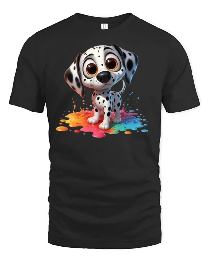 Cute Dalmatian Puppy T-Shirt for Dog Lovers Gift - black t-shirt on white background