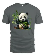 Cute Bamboo Panda T-Shirt for Animal Lovers Gift - gray t-shirt on white background