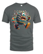 Funny Furry Cyclops Monster T-Shirt for Party Lovers - gray t-shirt on white background