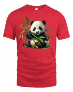 Cute Bamboo Panda T-Shirt for Animal Lovers Gift - red t-shirt on white background