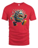 Funny Furry Cyclops Monster T-Shirt for Party Lovers - red t-shirt on white background