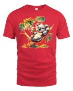 Cute Koala Ice Cream T-Shirt for Summer Animal Lovers - red t-shirt on white background