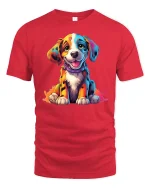 Cute Colorful Puppy T-Shirt for Dog Lovers Gift Idea - red t-shirt on white background